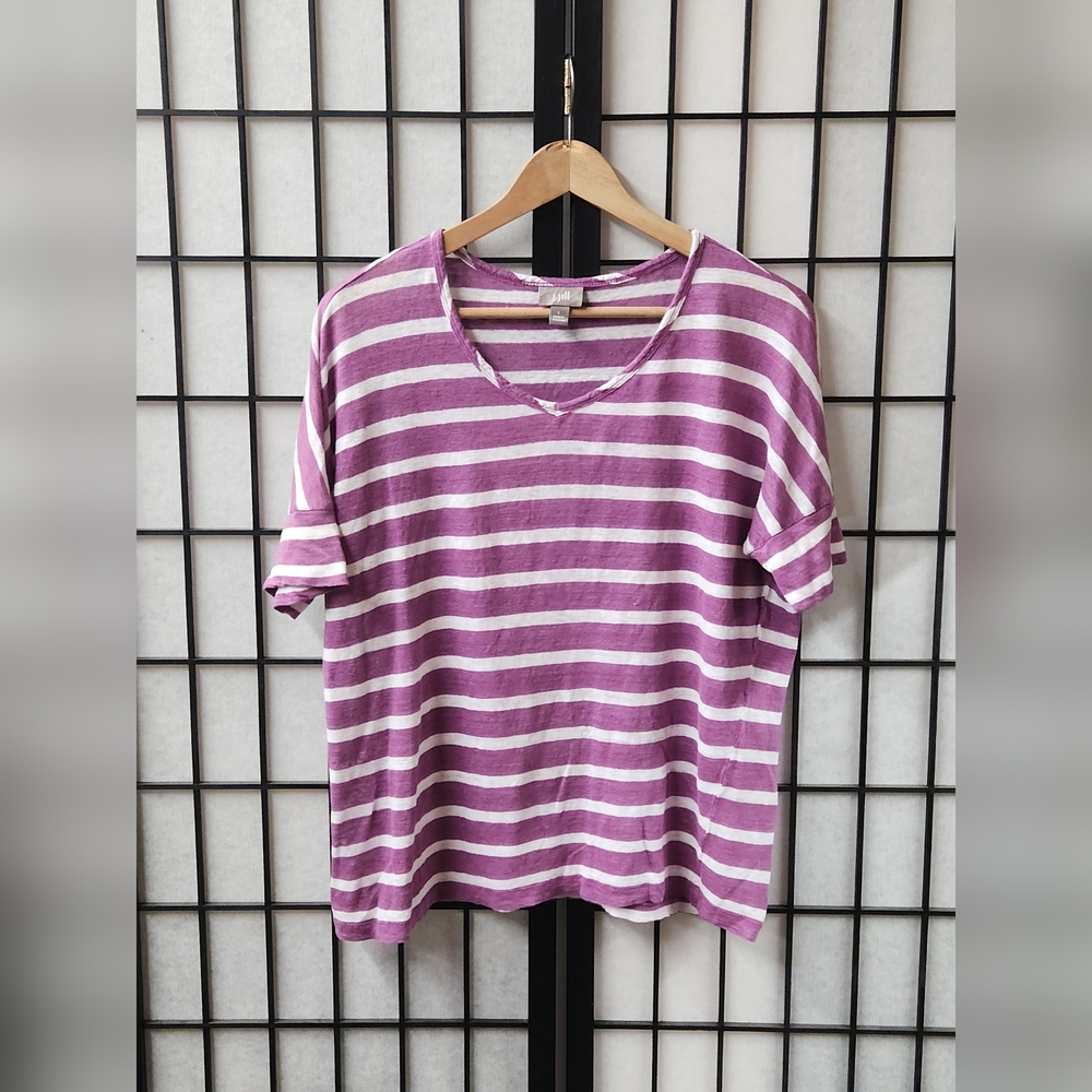 J Jill. Stripped Purple Shirt. Large.